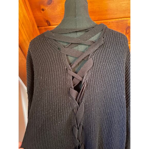 Miss Selfridge Black Knit Cross Back Sweater Cardigan sz 8 - Picture 4 of 7